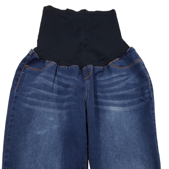 1822 Denim Maternity Jeans 31 Women Medium Blue Faded Whisker High Waist Stretch - Picture 8 of 11